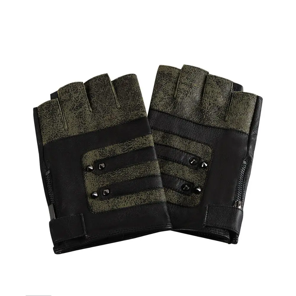 Fioretto, без пальцев, кожаные перчатки, пэчворк, для вождения, перчатки для мужчин, натуральная кожа, половина пальца, модные перчатки, черный, коричневый