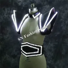 LZ21 White LED Suit LED Lighted Vest Luminous Waistcoat women led stage show wears clothing stage