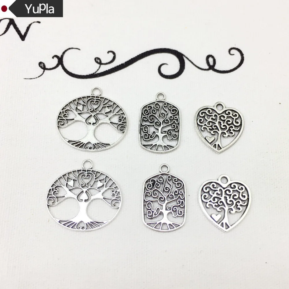 

20pcs/lot Alloy Tibetan Silver Plated Tree of life Charms Pendants for Jewelry Making DIY Handmade Craft Accessories 19mm