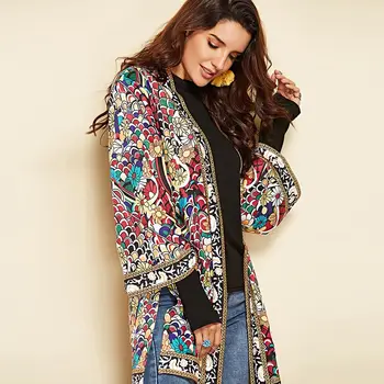 

Women Autumn Outerwear Ethnic Floral Print Long Sleeve Boho Jacket Wrap Cardigans BMF88