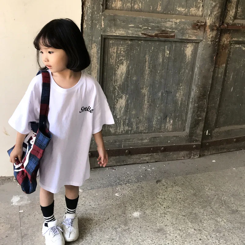 Item de Verão Camiseta com Grande Novo Menina Longa Sorriso Design 2020 2 Mamãe e Bebê