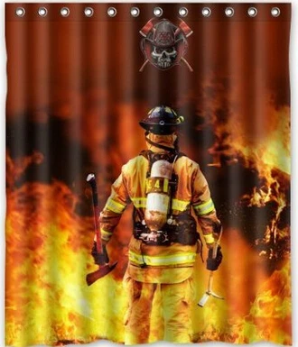Fireman Firefighter Symbol Pin Up Waterproof Bathroom Fabric Shower Fireman Firefighter Symbol Pin Up Waterproof Bathroom Fabric Shower Curtain Decor 60