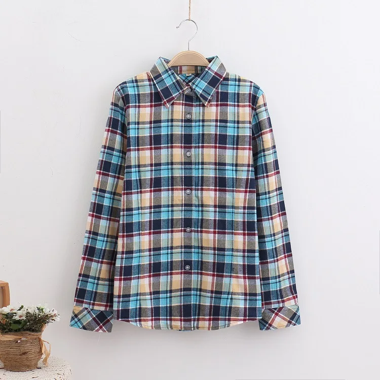 2017 Brand New Fashion Plaid Shirt Female Casual Style Women Blouses Long Sleeve Flannel Shirt Plus Size Cotton Blusas Tops 5XL 29