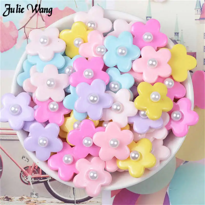 

Julie Wang 20pcs Mixed Resin Flower with Beads Random for Hair Ring Making Cabochon Scrapbook Crafts Jewelry DIY Accessory