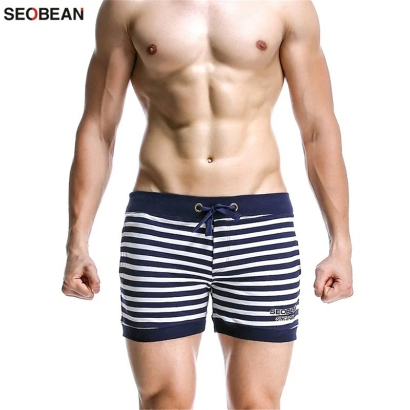 Мужские шорты летние короткие полосатые домашние с карманами сбоку | Мужская