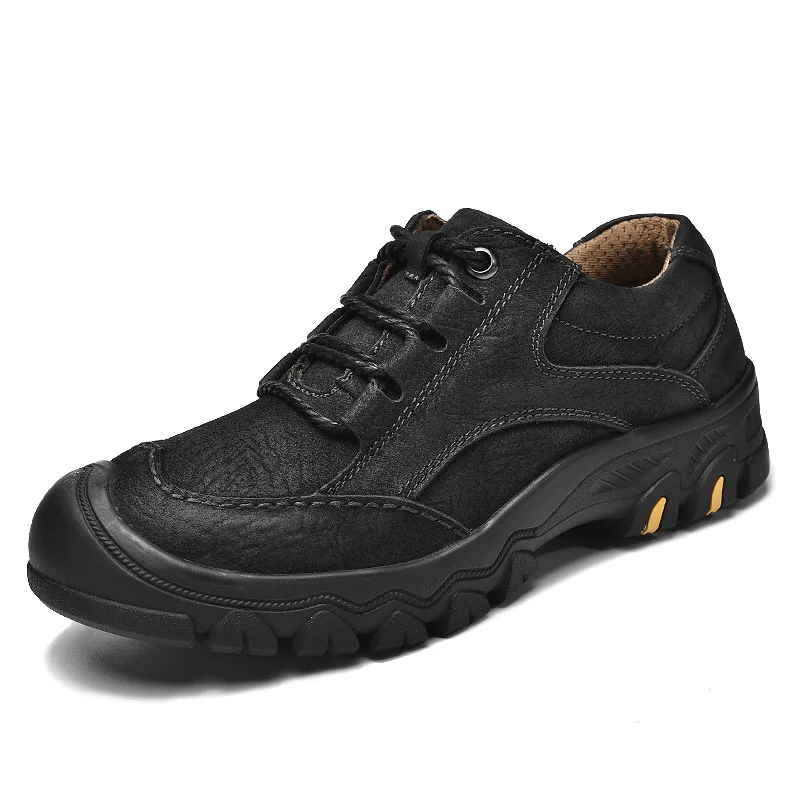 

Mr Smile Genuine Leather Cow Leather Outdoor Mountaineering Sport Casual Shoes Lace-up Rubber Sneakers Mens Shoe Large Sizes 46