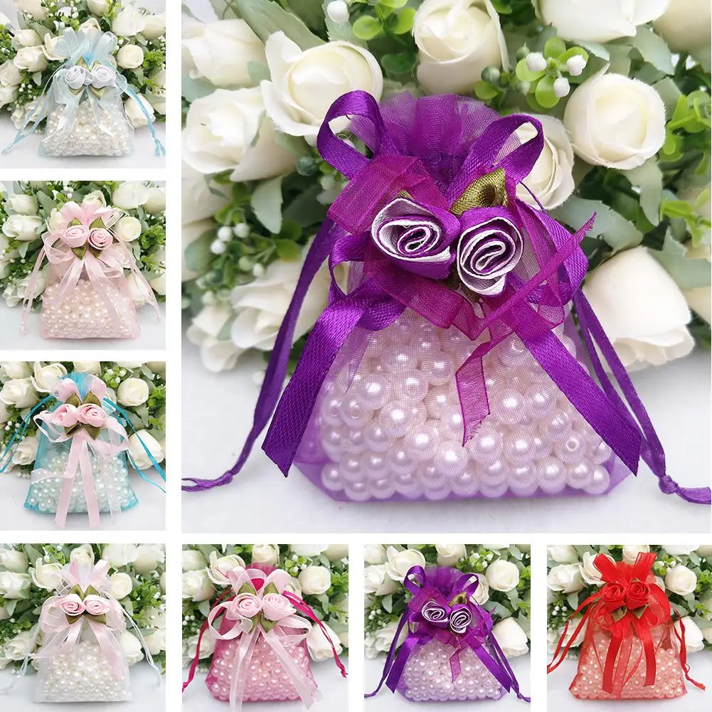 20 шт. корейский тюльпан высокого класса плотная органза сумка-мешок на шнурке для свадебные конфеты
