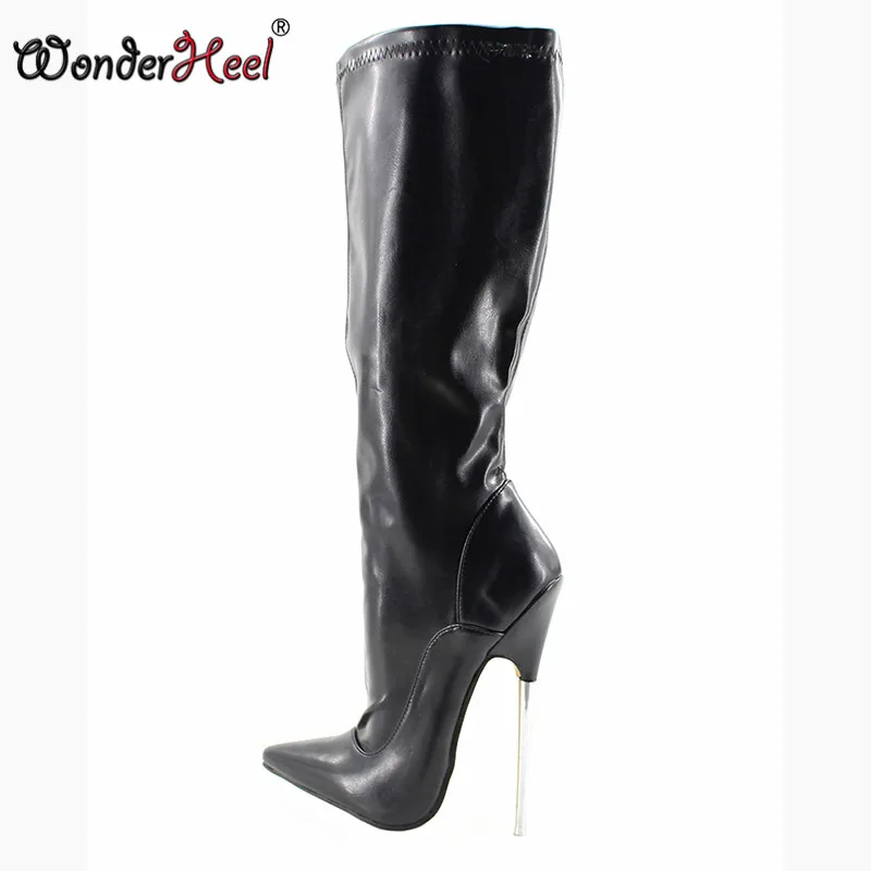 Wonderheel очень высокий каблук. Сапоги до колена на шпильке 16 см/18 см с острым носком