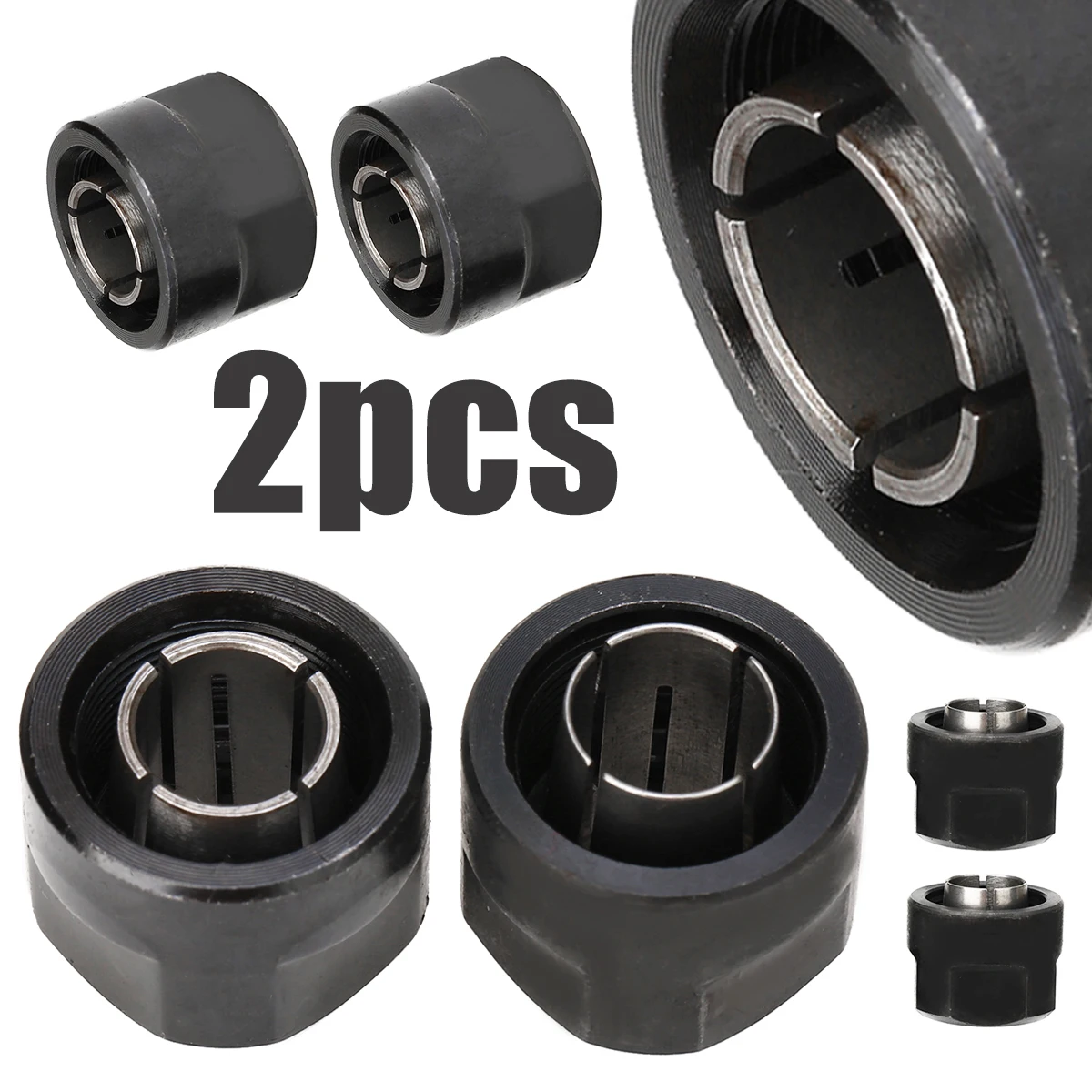 2pcs Collet 1/2" 12.7mm 12mm Durable Router Collets for HITACHI 23421 M12VE M12VC M12V2 M12SE M12SA2