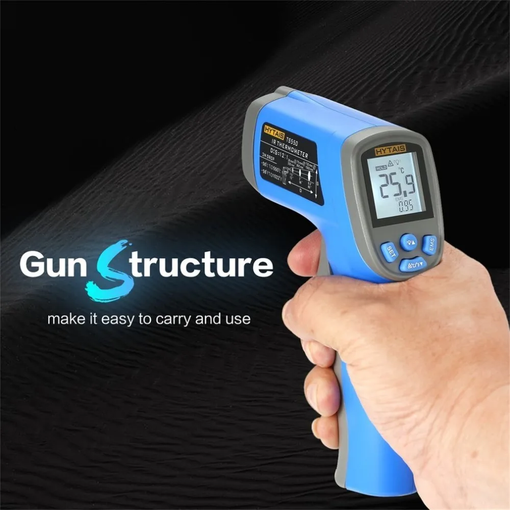 

HYTAIS TS550 Digital Infrared Handheld Temperature Gun Thermometer Industrial with Non-Contact IR Laser Point LCD Backlight