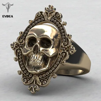 

EVBEA Ancient Skull Ring Big Ghost Men Boys Polishing Biker Rings for Women Jewelry