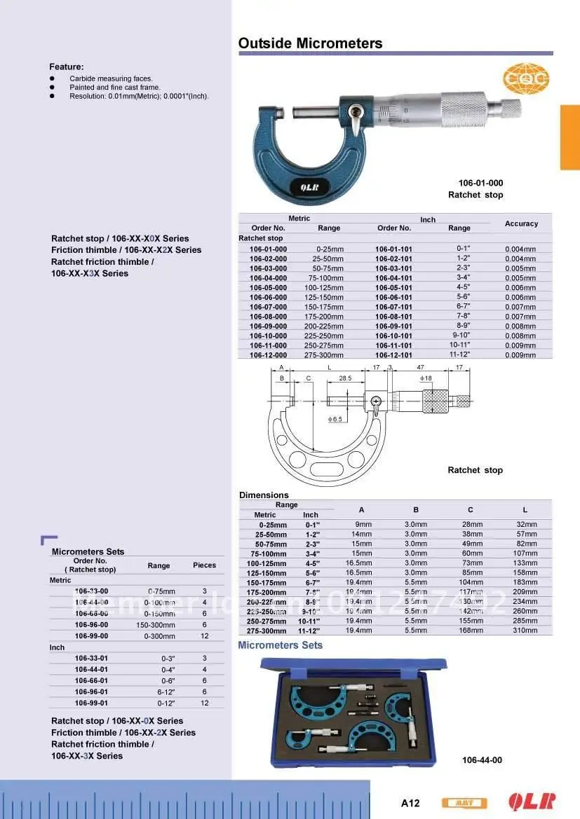 Микрон микрометр наружный микрометр. 0-25 мм. 102-01-000. 0-1inch.Quality товаров