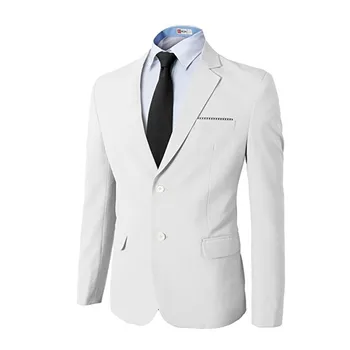 

Stylish new men's suit jacket white black and ivory white lapel two buttons men's ball gown jacket and office suite jacket