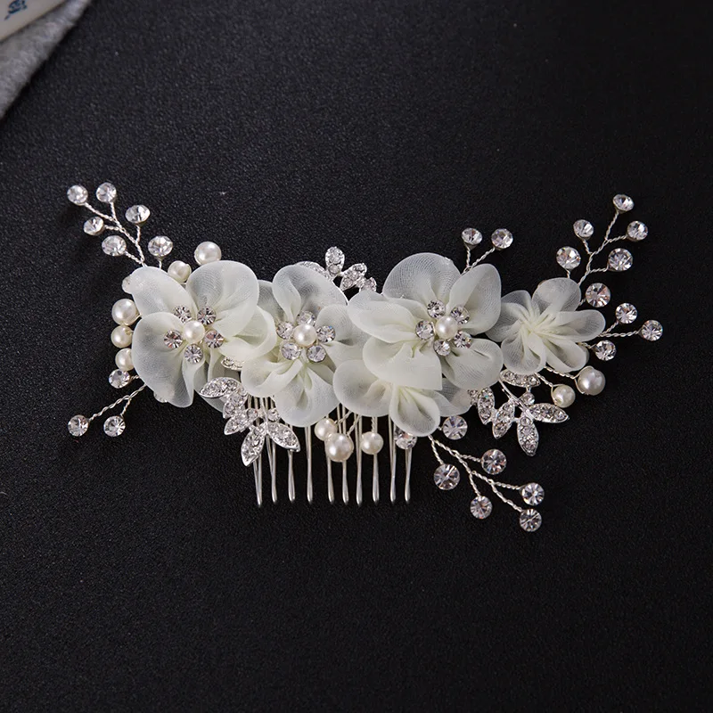 Flower Wedding Hair Pins Bridesmaid Crystal Diamante Pearls Bridal Clips Comb W 