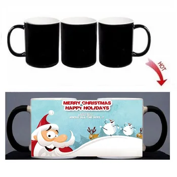

Magic Mug Cartoon Christmas Mug Heat Color Changing Morph Mug 300ML Coffee Cup Beer Milk Mug With Cookie Wholesale xicara