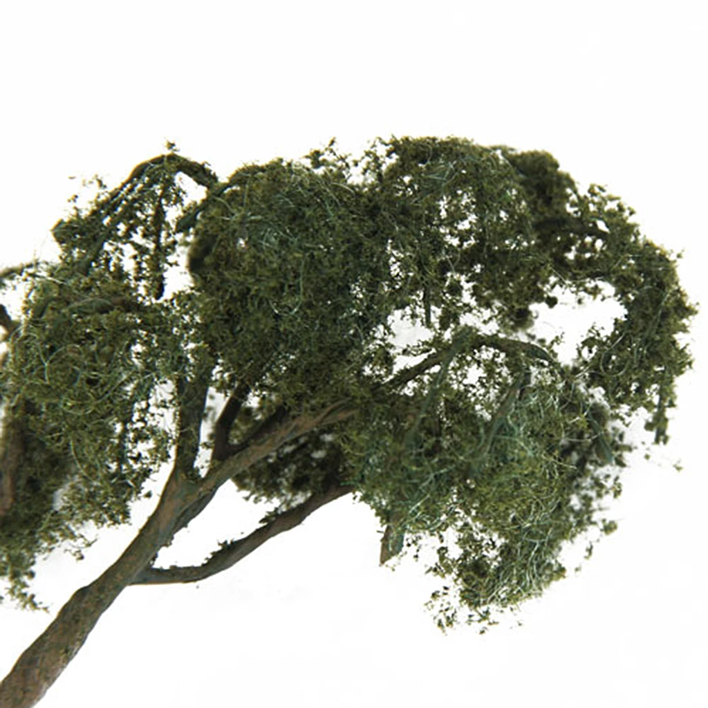 2Pcs Mini Tree Model Painted 1/75 HO Scale for Train Railway Diorama Architecture Building