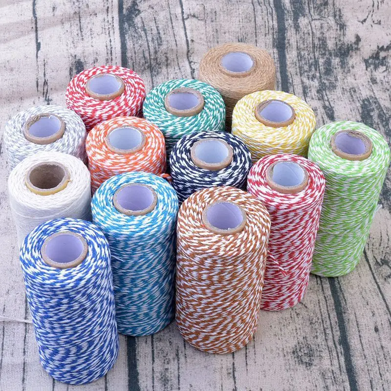 100 ярдов DIY Красочные 2ply Пекари Шпагат Веревка хлопок шнуры веревка для