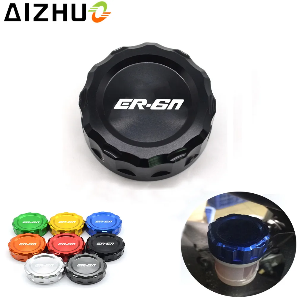 With ER-6n LOGO For Kawasaki ER6N ER-6N Motorcycle Cylinder Fluid Reservoir Cover Cap Motorbike CNC Aluminum Accessories 8 Color