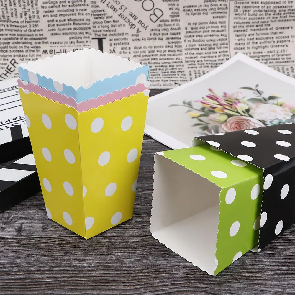 

6Pcs/lot Pot Pattern Folding Candy Popcorn Boxes Birthday Party Wedding Candy Snack Favor Paper Bags Wedding Gift Bags Box