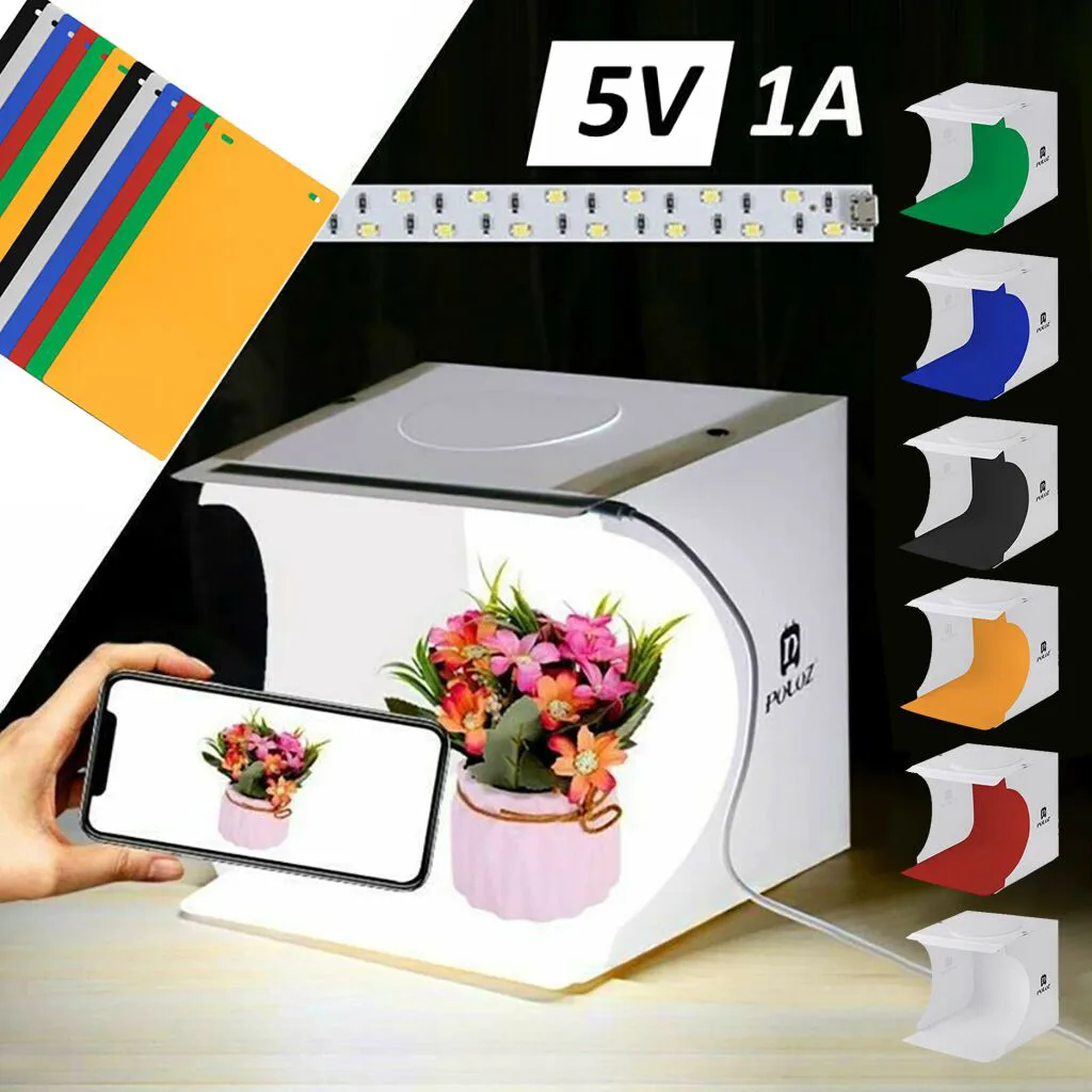 

Foldable Portable Photo Mini Light Box Studio Tent Home Photography LED Lights Mini Light Boxs Mini LED Photo Studio Backdrop