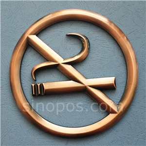 Металлический цветной не курить Циркулярный знак клейкий, большие вывески двери стены не курить табак, запрещают круглые 3D наклейки - Цвет: bronze