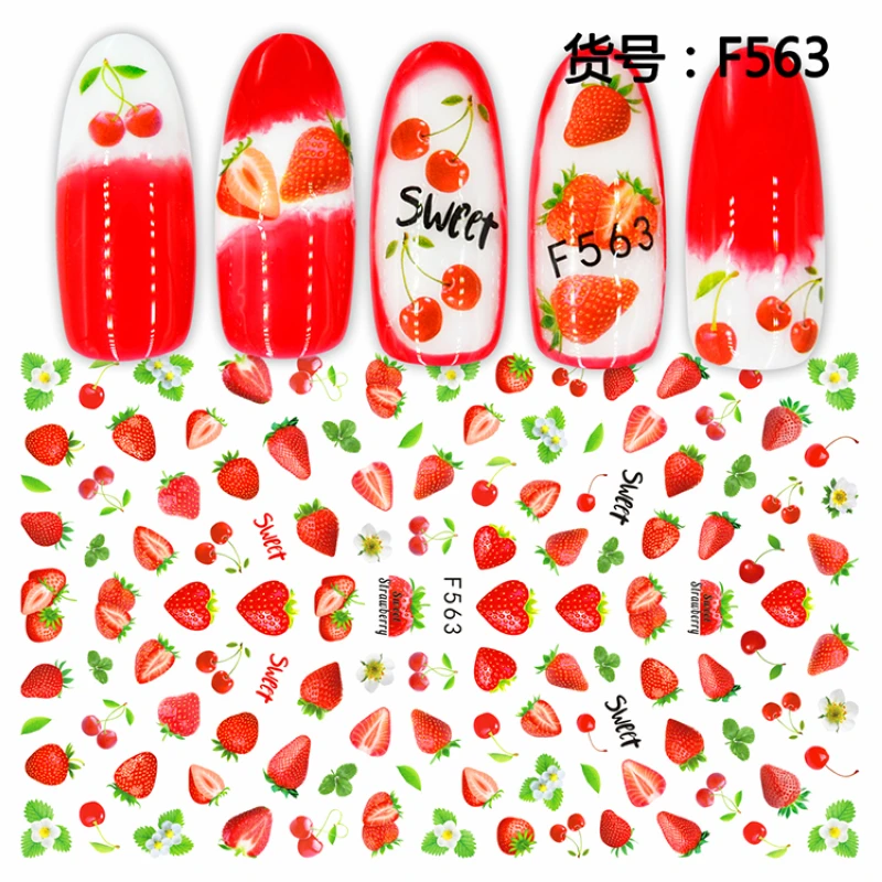 

SUPER THIN SELF ADHESIVE 3D NAIL ART NAIL SLIDER STICKER STRAWBERRY TROPICAL PLANT BIRDS RUSSIAN TEXT MERMAID CAT BEE F554-563