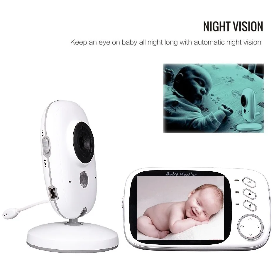 Babykam baba eletronica com камера детектор фетальный 3,2 дюймов ИК ночного видения Домофон колыбельные датчик температуры cry baby няня