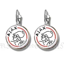 Футбольный клуб 16 мм стеклянные кабошон серьги Ajax футбольные лиги логотип футбольный клуб Серьги гвоздики для фанатов подарок