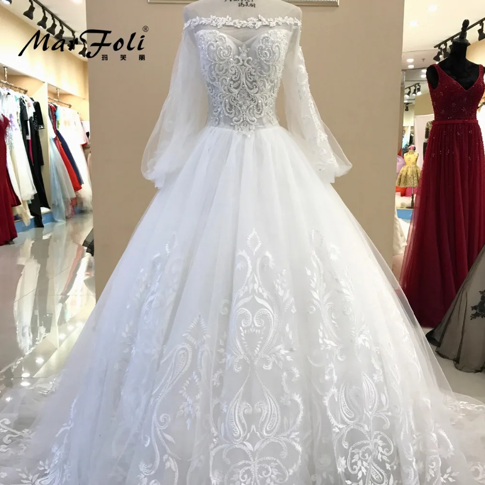 Marfoli Роскошные свадебные платья с цветами и кружевом бальное платье с открытыми плечами 150 свадебное платье настоящая фотография на заказ