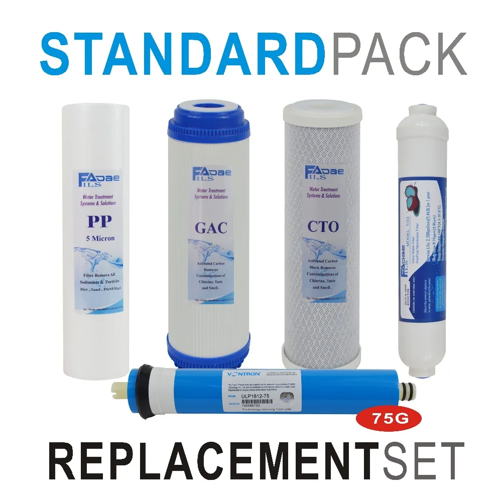 Osmose inverse Filtre de rechange Set gac carbone Inline Sédiments de noix de coco