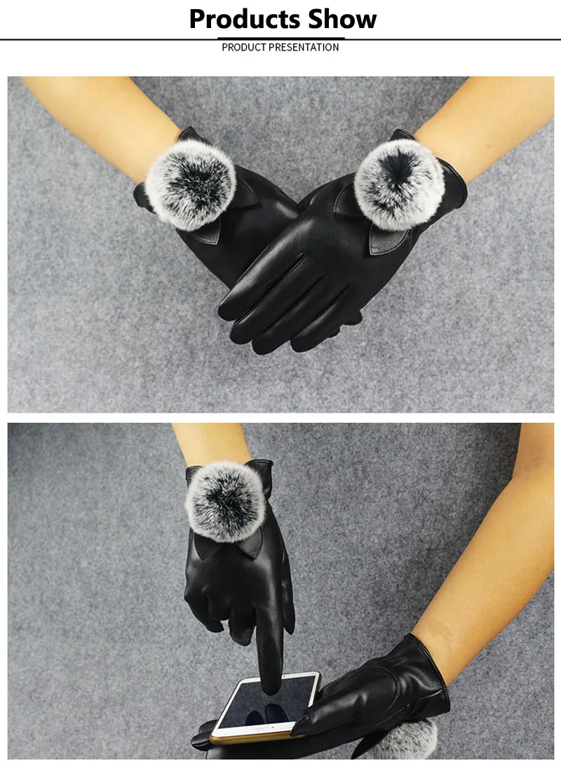 LongKeeper из искусственной кожи сенсорный экран Прихватки для мангала осенне зимняя Дамская обувь бархатные теплые варежки элегантные женски
