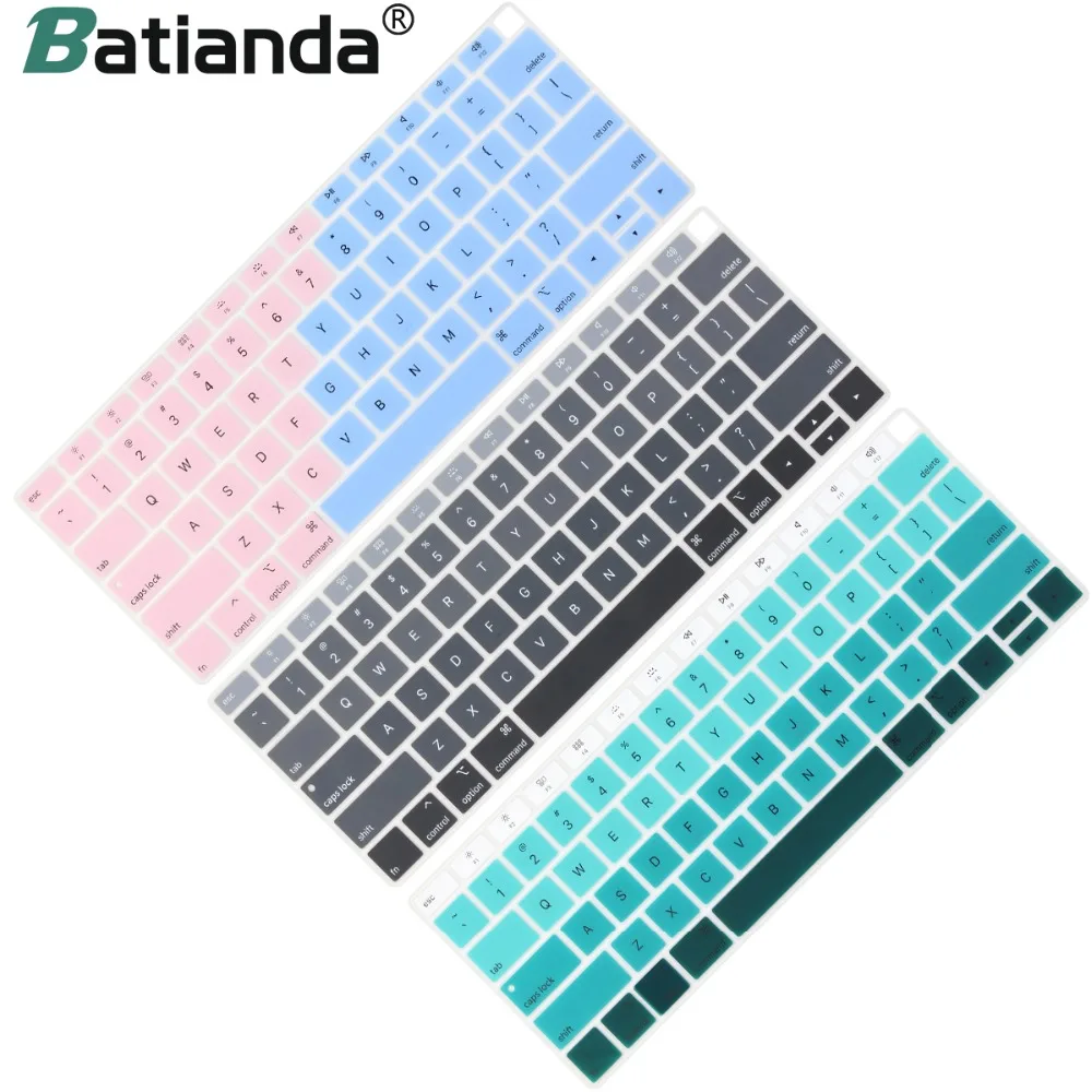 

Silicone Keyboard Cover Skin for New Macbook Air 13 13.3" with Retina Display & Touch ID Model A1932 Senerity Blue to Solid Pink