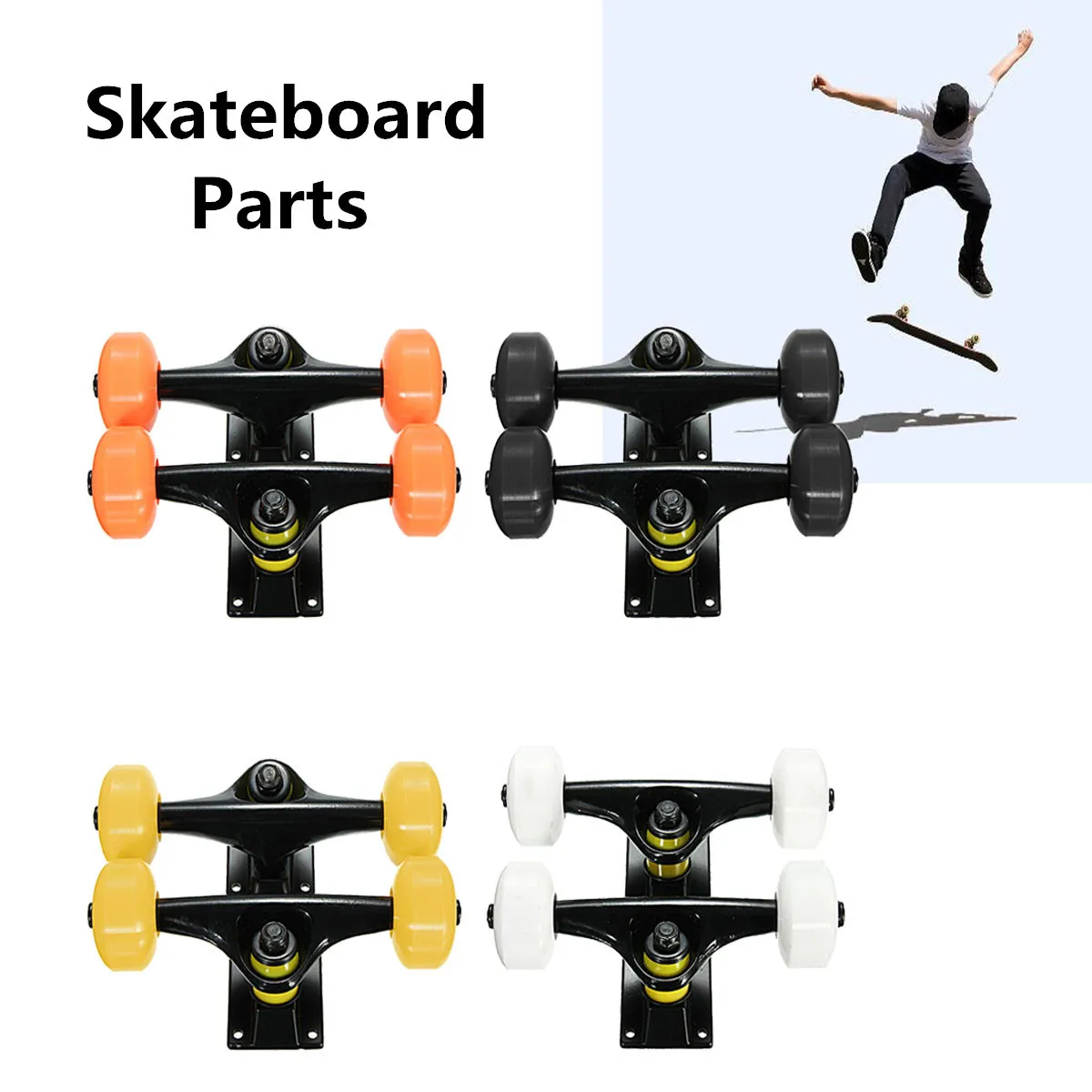 Longboard Skateboard Trucks + 52mm Wheels + ABEC 7 Bearings Combo Riser