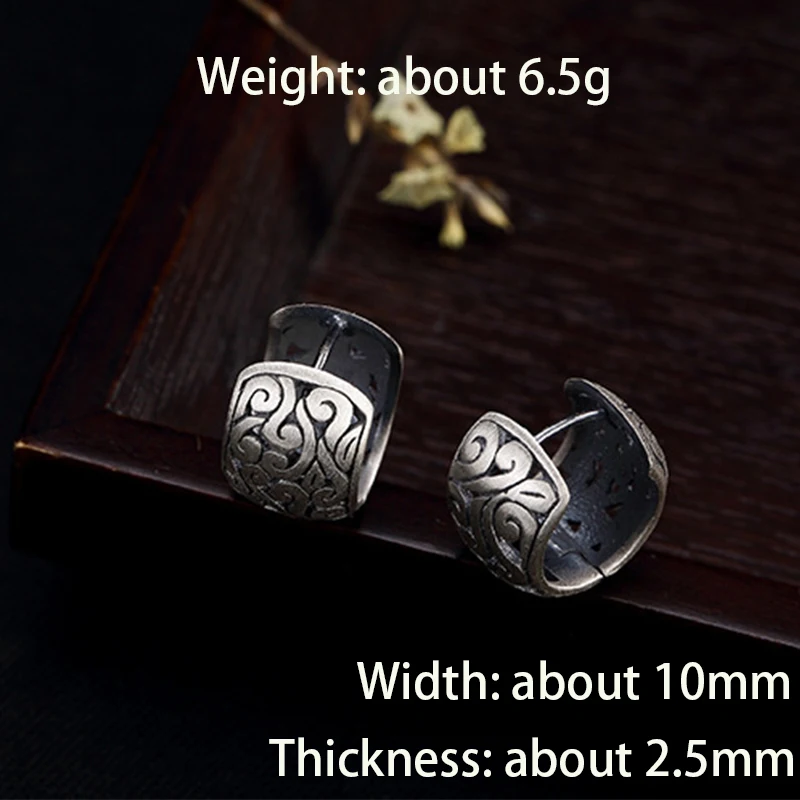 BALMORA Real 990 Pure Silver Hollow Clouds Ethnic Stud Earrings for Women Mother Gift Vintage Elegant Fashion Jewelry Brincos