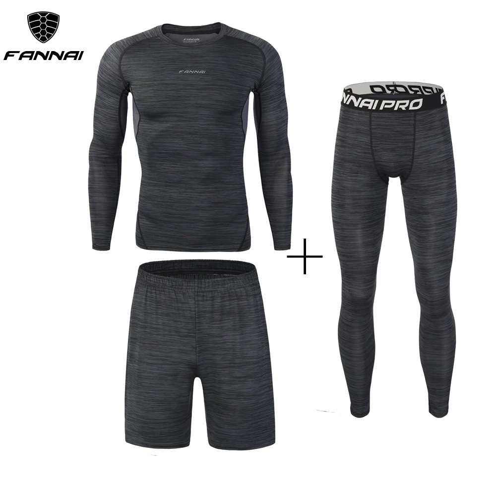 

New 3Pcs Running Set Men's Quick Dry Men Compression Sport Suit Fitness Tight Gym Clothing Jogging Suit Workout Men's Sportswear