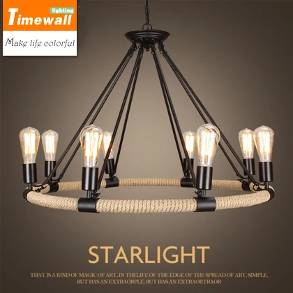 

American country Bar Cafe personality retro clothing store one art iron rope Chandelier