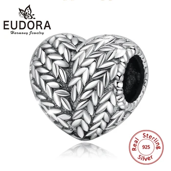 

Eudora 100% 925 Sterling Silver Leaf of life in Heart Shape Charm Beads Fit Women Bracelets Bangles DIY Jewelry Making CYZ117
