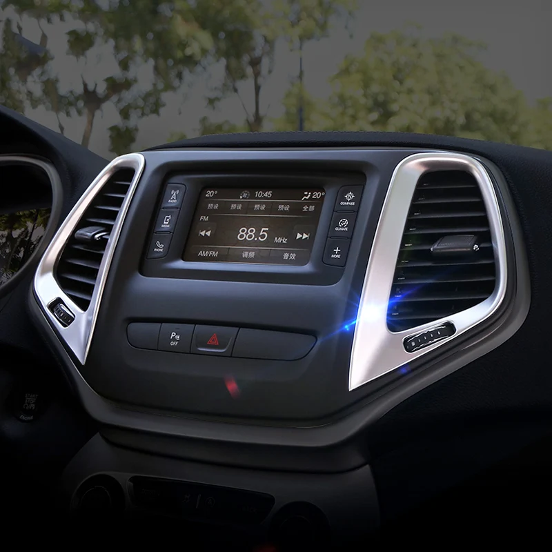 

Car Dashboard Central Air Vent Outlet Cover For Jeep Cherokee KL 2014 2015 2016 2017 2018 Pearl Chrome Garnish Accessories