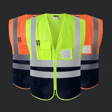 Высокая видимость Жилеты Безопасности Светоотражающий топы для мужчин и женщин унисекс строитель builder два тона желтый черный orange черный