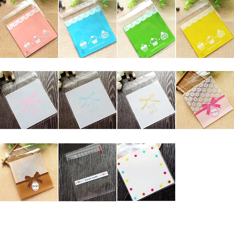 50/100 pcs Colorful Cartoon Candy Cookie Gift Bag with DIY Self Adhesive For Wedding Birthday Party Packaging Baby Shower Bags 8