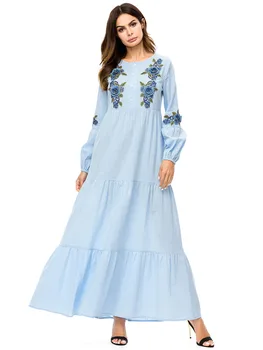 

Fashion Maxi Dress Embroidery Abaya Plus Size Kimono Vintage Loose Long Robe Gowns Ethnic Bohemia Swing Muslim Islamic Clothing
