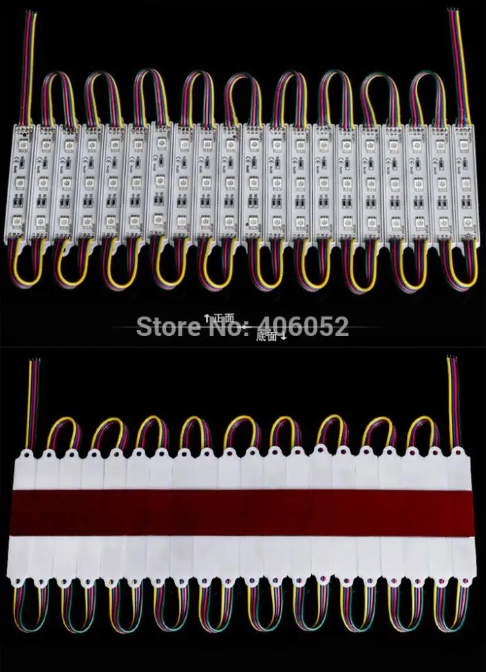 600 шт./лот ip68 smd 5050 Светодиодный модуль 3 светодиодный s на чип водонепроницаемый светодиодный модуль rgb 20 шт на нитку 12 В для рекламной доски