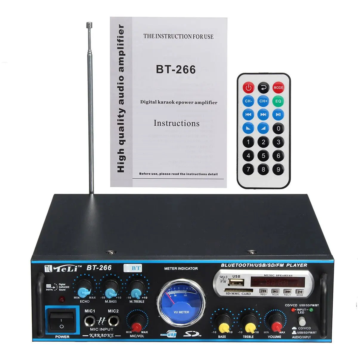 

240W+240W bluetooth Stereo Sound 2CH HIFI Audio Amplifier FM Car Home Theater Amplifiers Audio Karaoke with Remote Control