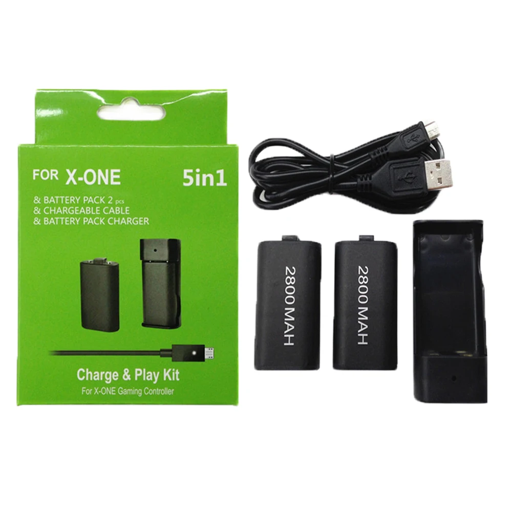 

Play and USB 2x 2800mAh Charge Rechargable Battery Kit Pack +Charging Station Dock+USB Charger Cable for XBOX ONE Controller