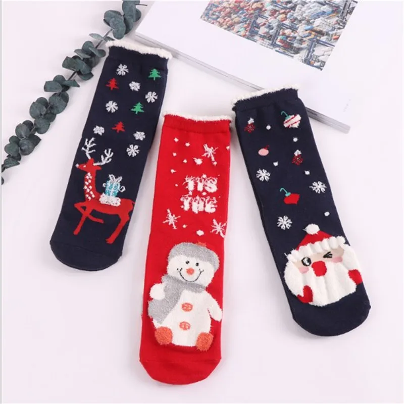 

1Pair Winter Women Socks Keep Warm Christmas Gift Mid-calf Socks Snowflake Deer Comfortable Soft Sokken Calcetines Mujer