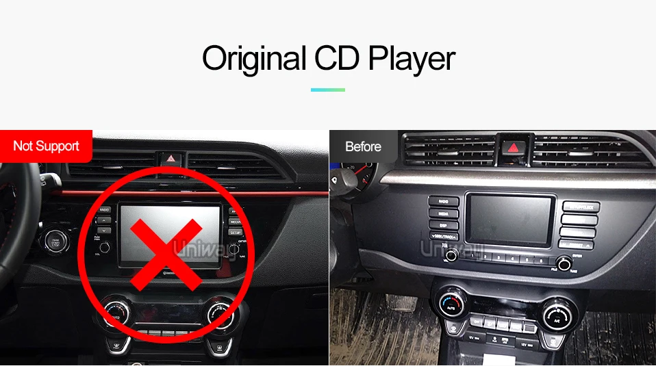 Flash Deal uniway A17K21071 2G+32G Octa 8 core  android 8.1  car dvd for kia k2 rio 2016 2017 multimedia car radio gps 5