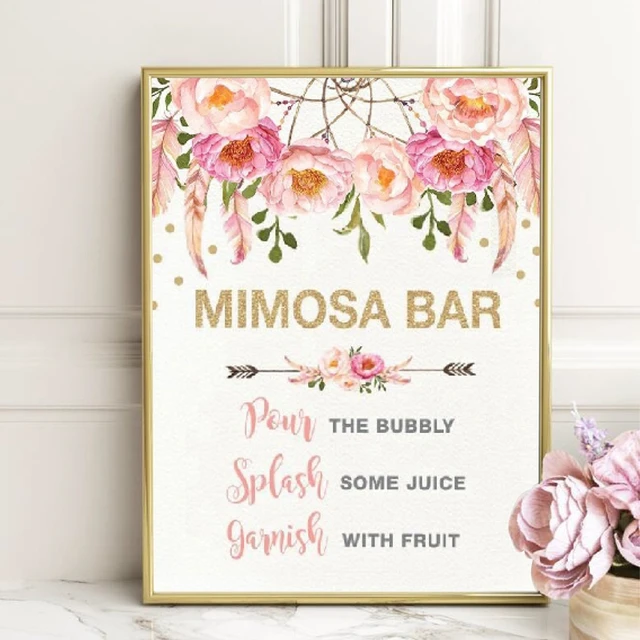 Colorful Flowers Mimosa Bar Sign - Bridal Shower Sign - Party Sign