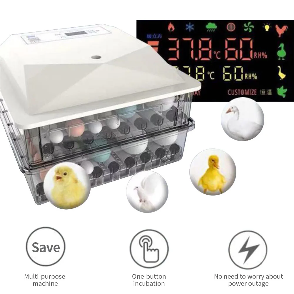 

36 Eggs Incubator Digital Eggs Poultry Hatcher with Automatic Temperature and Humidity Control Auto-turning for Chicken Duck etc