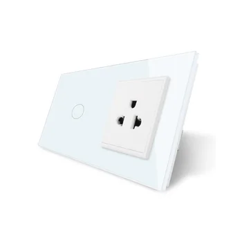 

Livolo Touch Switch&US Socket, White Crystal Glass Panel, 110~250V 13A US Wall Socket with Light Switch,VL-C701/C7C1US-11