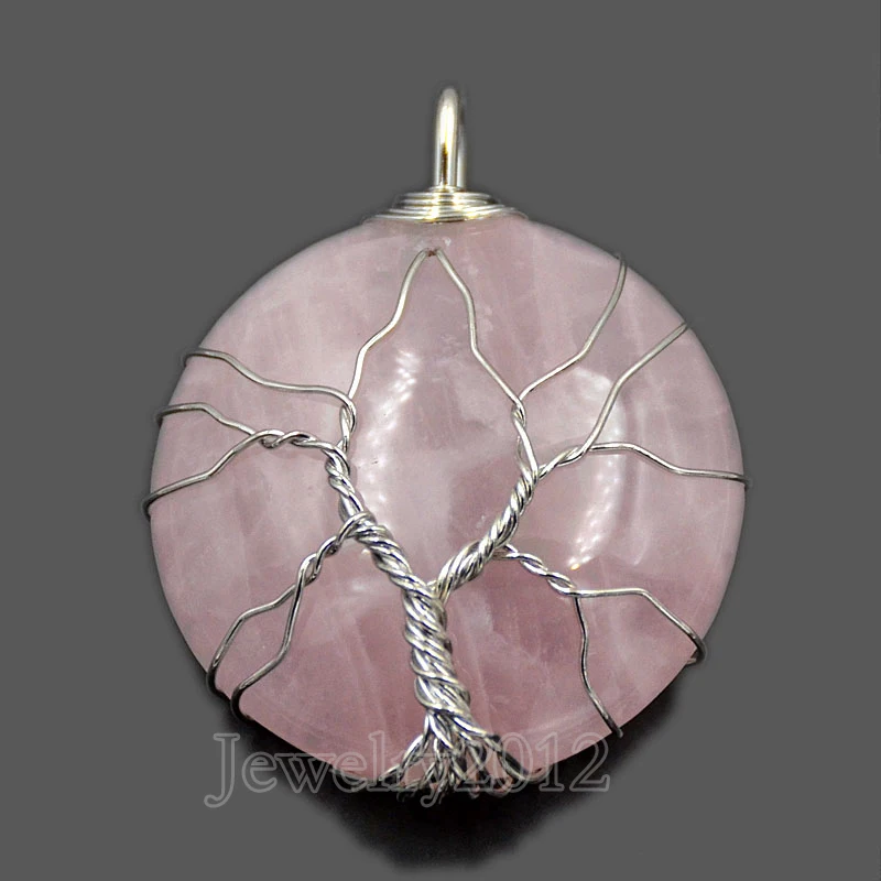 06 Rose Quartz 34mm Round Silver